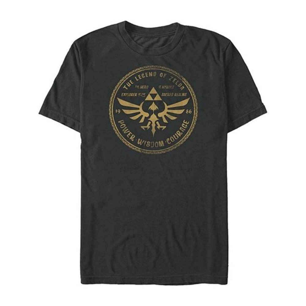 The Legend of Zelda Black 'Power Wisdom Courage' Seal Tee